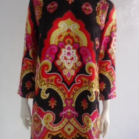 NWT Celebrity See By Chloe 60's/70's Psychedelic Style Silk Shift Dress - Picture 3 of 10